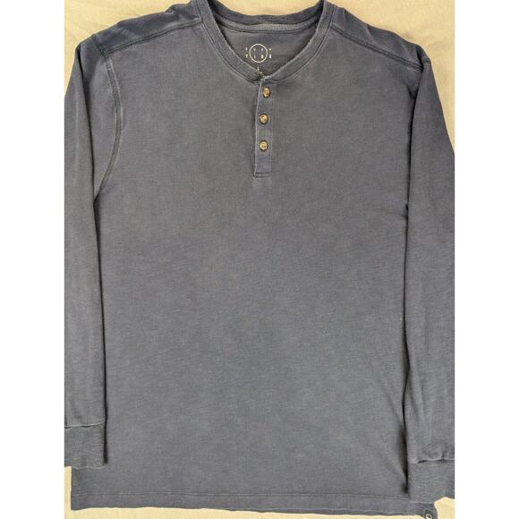 Even Tide Henley Shirt Large Men's Long Sleeve T-Shirt 100% Cotton Tee Navy - Picture 8 of 10